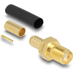 Delock SMA jack for crimping LMR200 with matching shrink tube