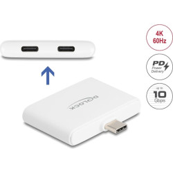 Delock USB Type-C™ Adapter to USB-C™ Data 10 Gbps and Video 4K 60 Hz + USB Type-C™ PD 92 W