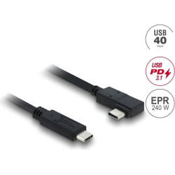 Delock Coaxial USB 40 Gbps cable angled left / right USB PD 3.1 240 W 1 m