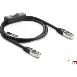 Delock RJ45 Cable plug to plug with switch Cat.6 F/UTP 1 m - network switching black