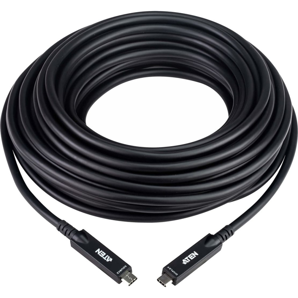 Aten UE3415F aktives optisches Ultra HD-Kabel mit USB-C, schwarz, 15 m