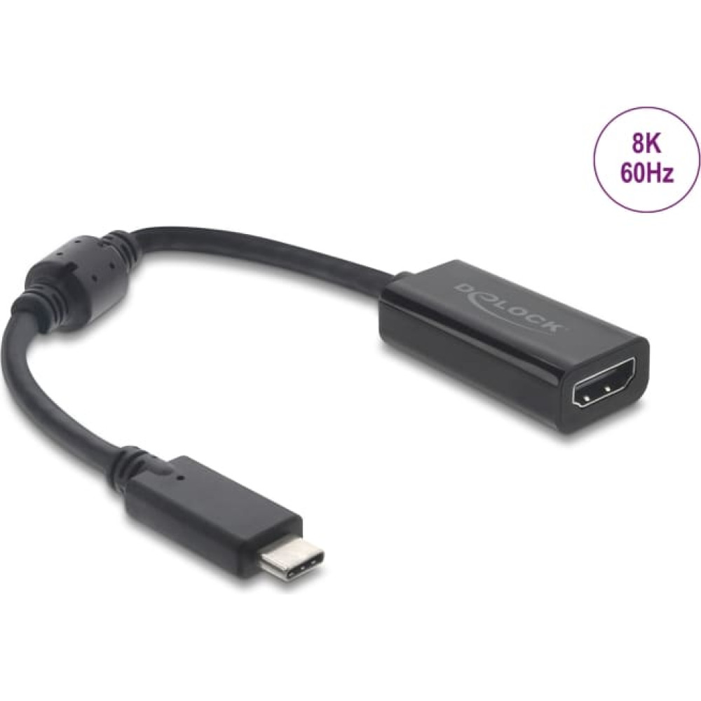 Delock USB Type-C&trade; Adapter to HDMI (DP Alt Mode) 8K 60 Hz with HDR and HDCP black