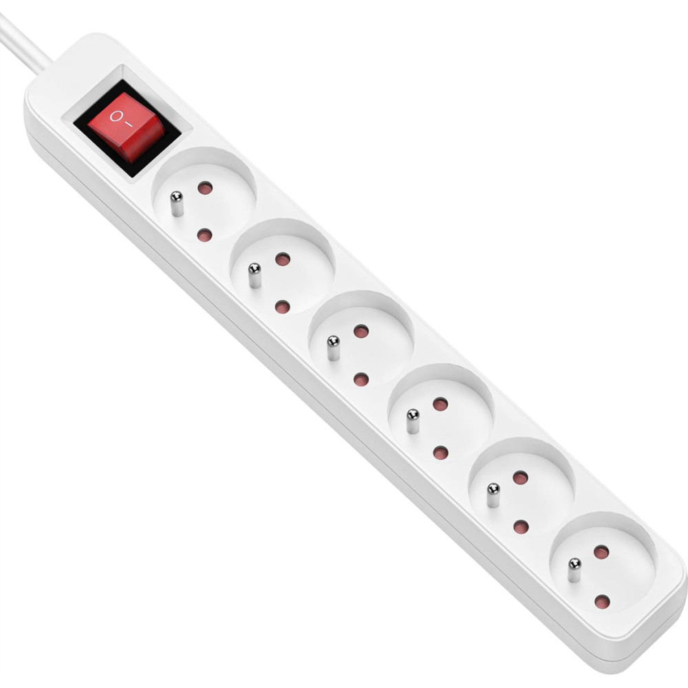 Value Power Strip, 6-way for France (UTE), with Switch, white, 3 m