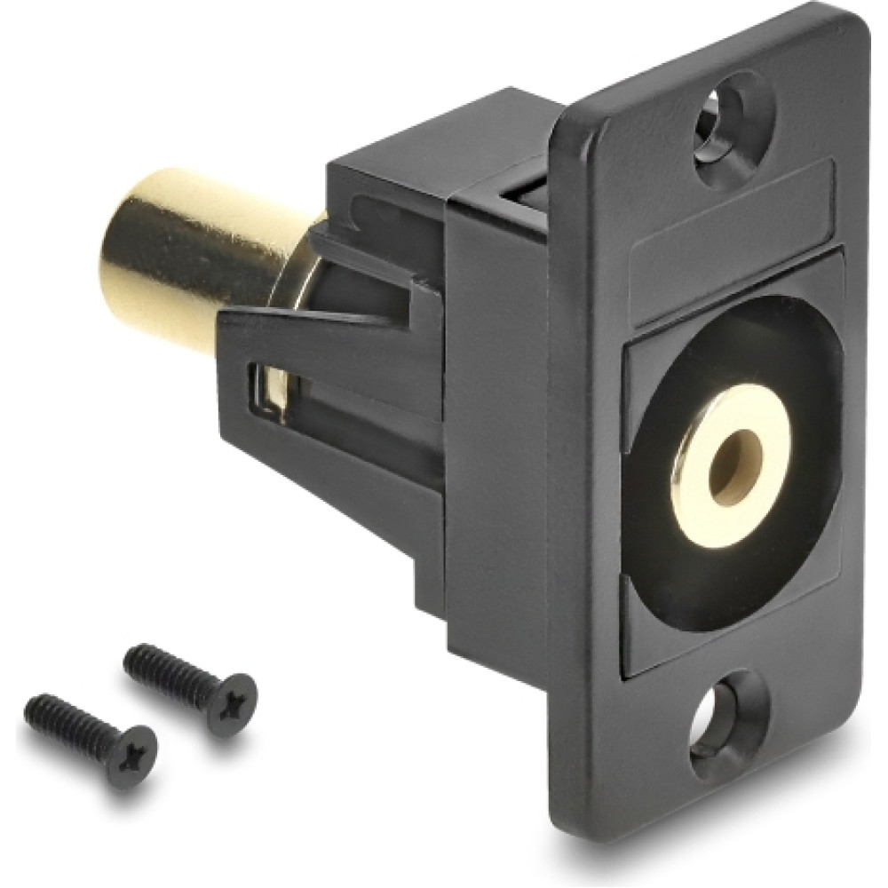 Delock Panel Mount stereo jack female 3.5 mm 3 pin to stereo jack female 3.5 mm 3 pin gold plated black
