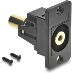 Delock Panel Mount stereo jack female 3.5 mm 3 pin to stereo jack female 3.5 mm 3 pin gold plated black