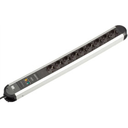 Bachmann PRIMO socket strip 9x earthing contact aluminium full device protection, 1.75 m