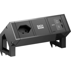 Bachmann DESK2 1xCH 90&deg; 1xUSB C/C 45W, L=0.2m RAL9005