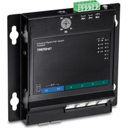 Trendnet 6-Port Industrial Gigabit PoE+ WallMount Front Acc.
