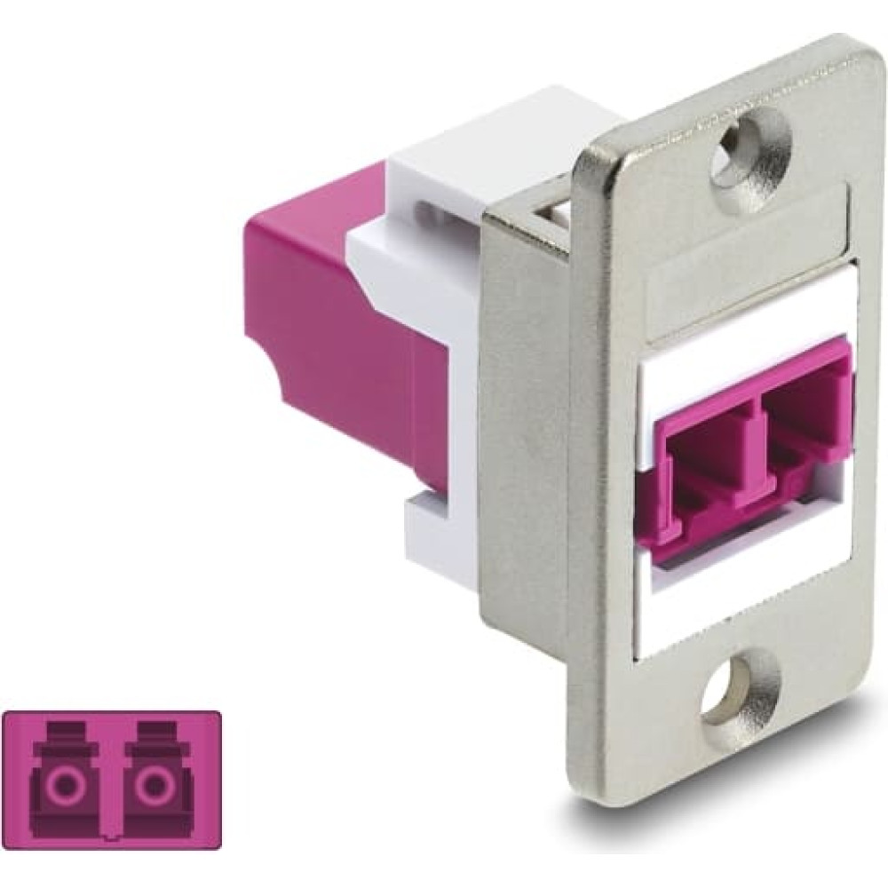 Delock Panel Mount LC Duplex female to LC Duplex female silver / violet / white