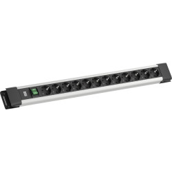 Bachmann CONNECTUS 12xCEE7/3, 1xSchalter 2,0m CEE7/7 Grau