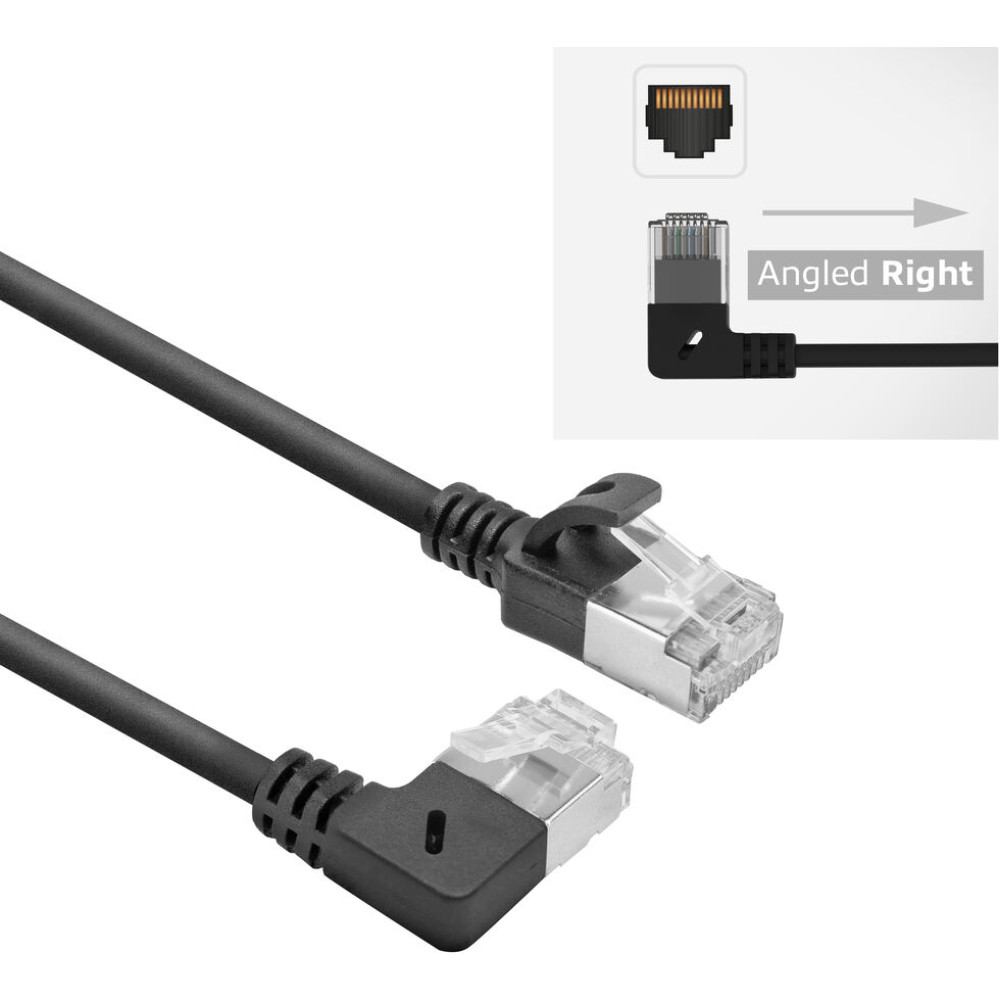 ACT CAT6A U/FTP SLM R-ANG BK 0.25M