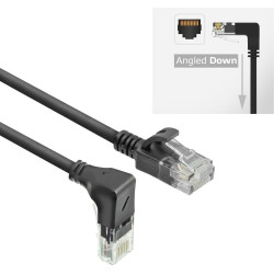 ACT CAT6A U/UTP SLIM D-ANG BK 1.0M