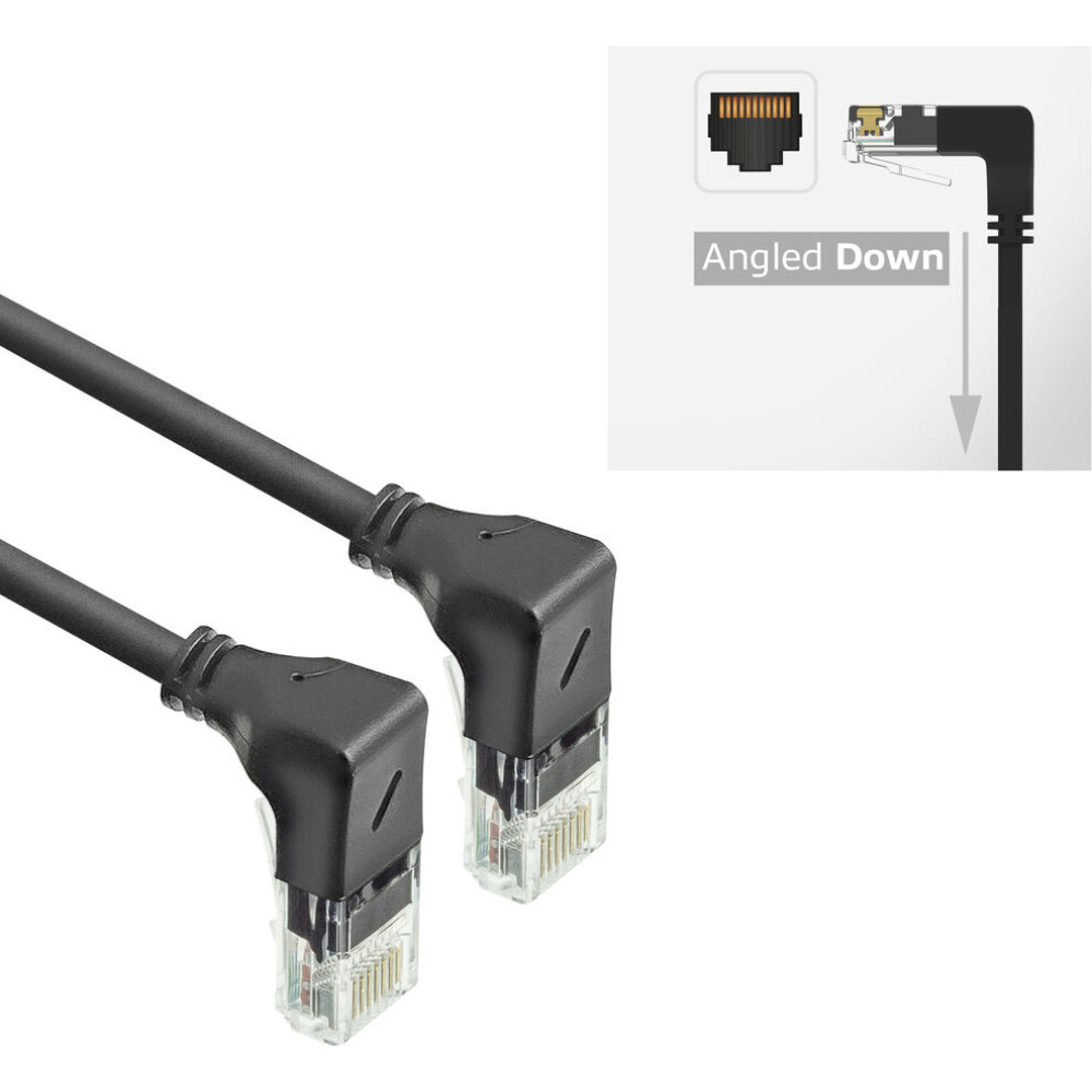 ACT CAT6A UTP SL D/D-ANG BK 0.25M