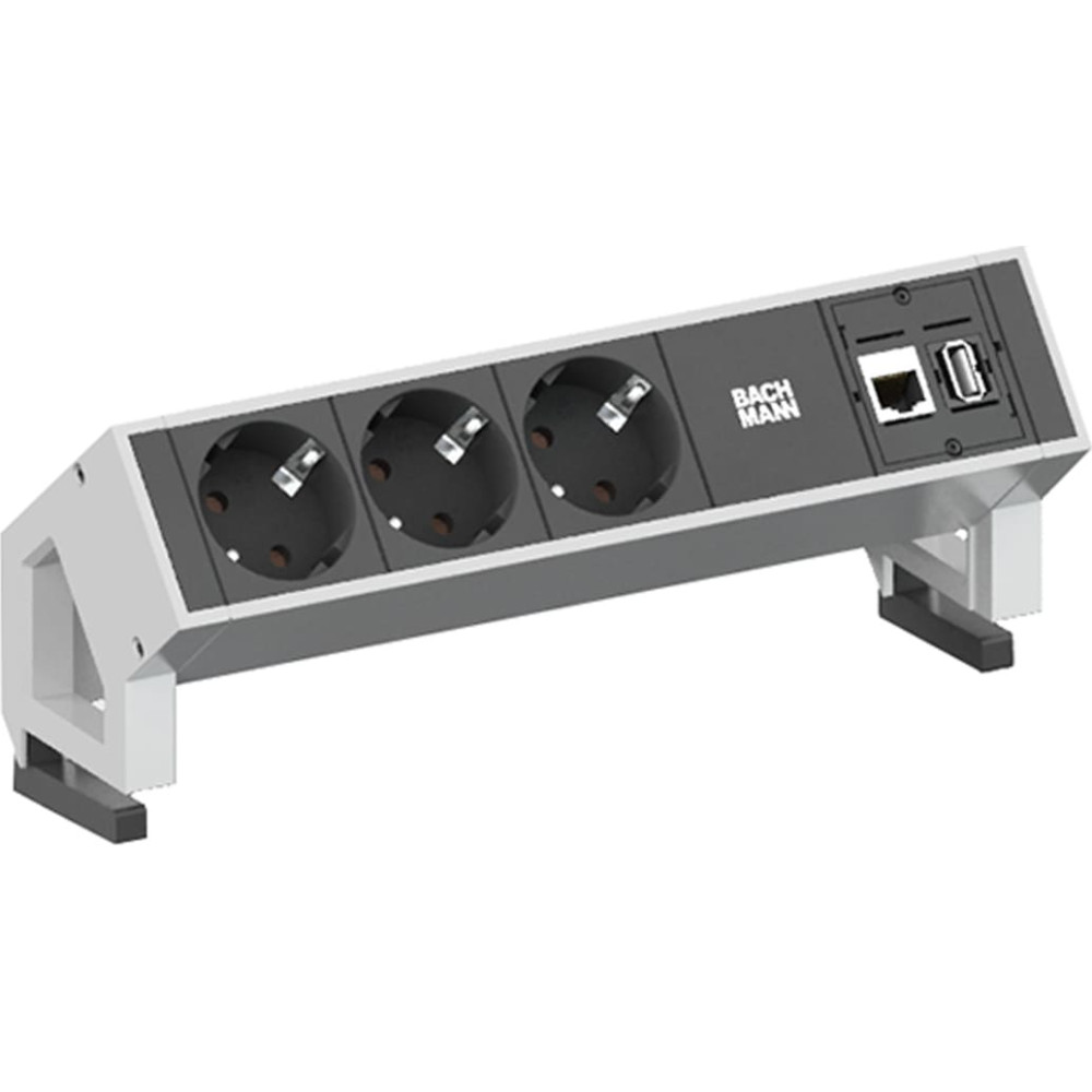 Bachmann DESK2 3x earthing contact, 1x CAT6 1x USB3 white