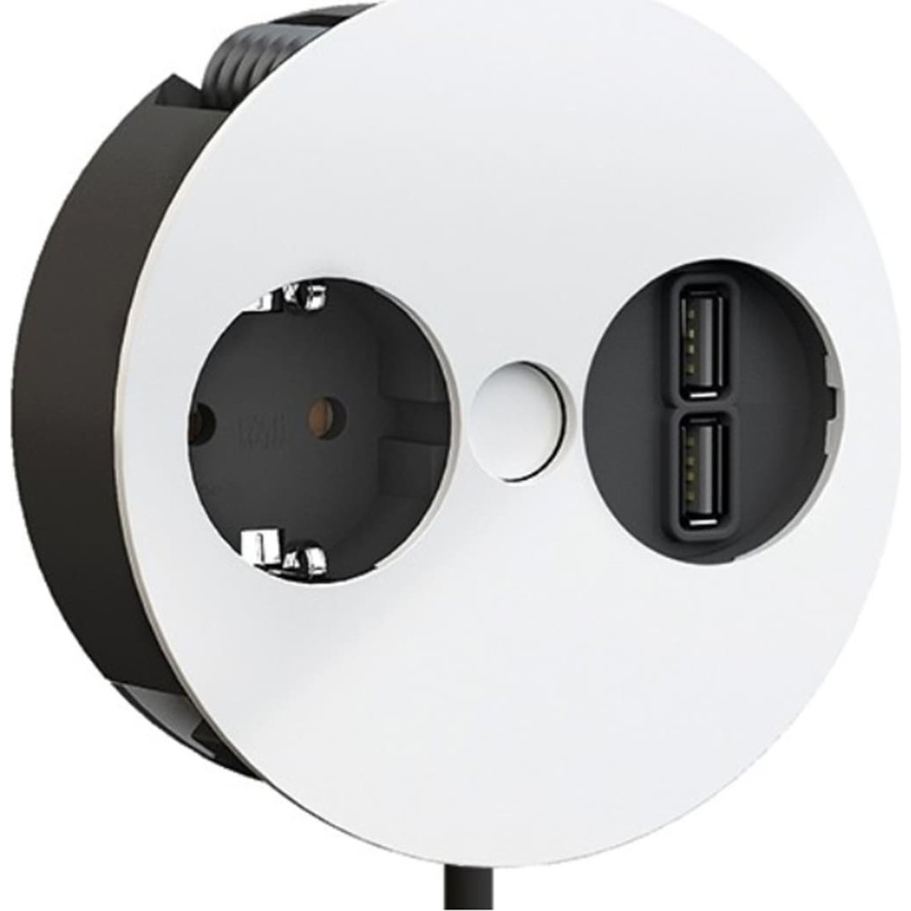 Bachmann TWIST 1x earthing contact, Wire end ferrules, USB charger, earthing contact mounting plug, white, 2 m