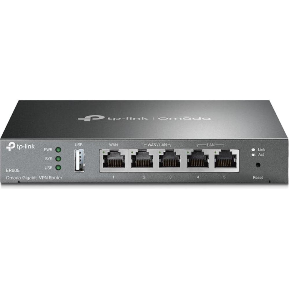 Tp-Link Omada ER605 ar vadiem pievienojams rūteris Tīkls Gigabit Ethernet Melns