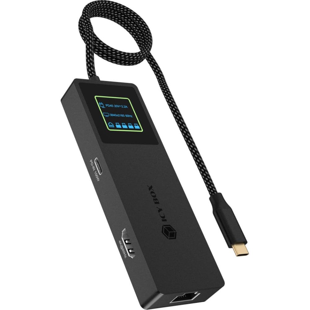 Icy Box Spade Dock 4038 Vadu USB 3.2 Gen 2 (3.1 Gen 2) Type-C Melns