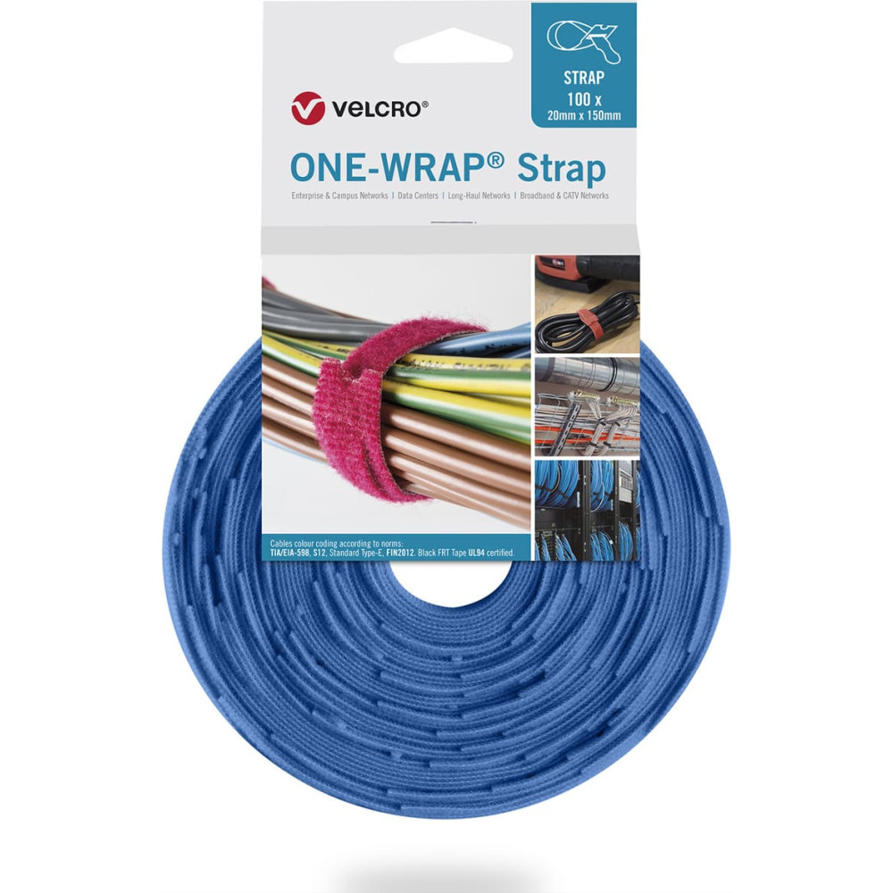 Velcro &reg; One Wrap&reg; Strap 20mm x 150mm, 100 St&uuml;ck, blau