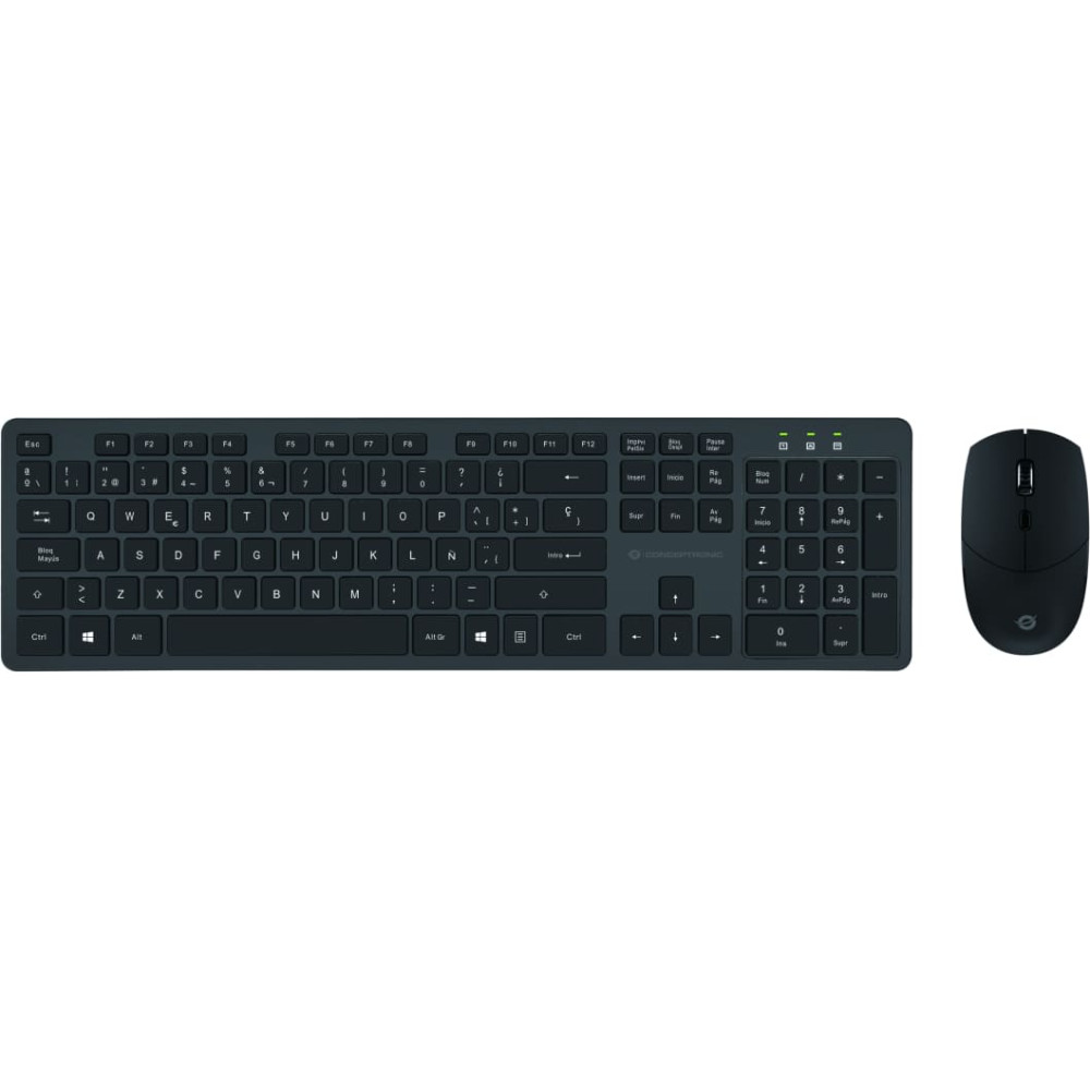 Conceptronic ORAZIO01ES tastatūra Pele iekļauta Birojs RF Bezvadu QWERTY Spāņu Melns