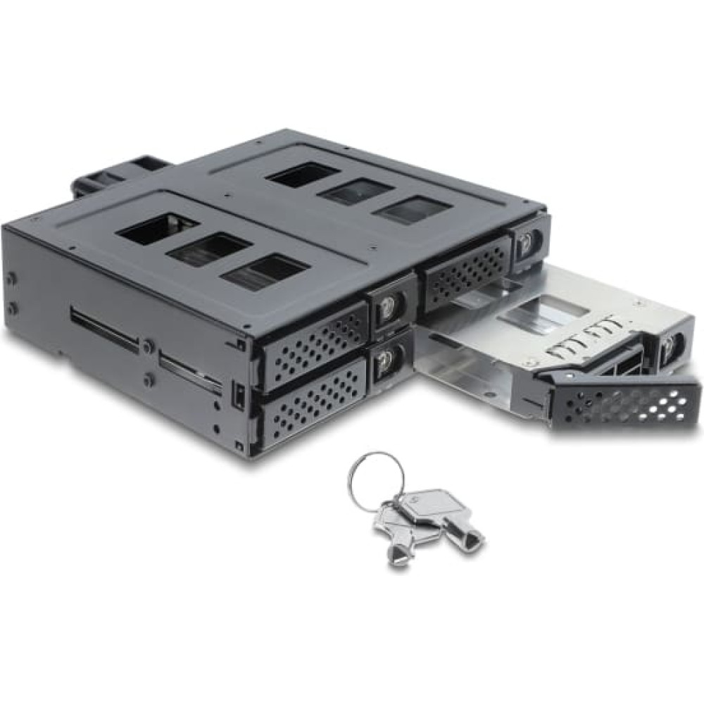 Delock 5.25&Prime; Mobile Rack for 4 x 2.5&Prime; SATA or SAS HDD / SSD with lock
