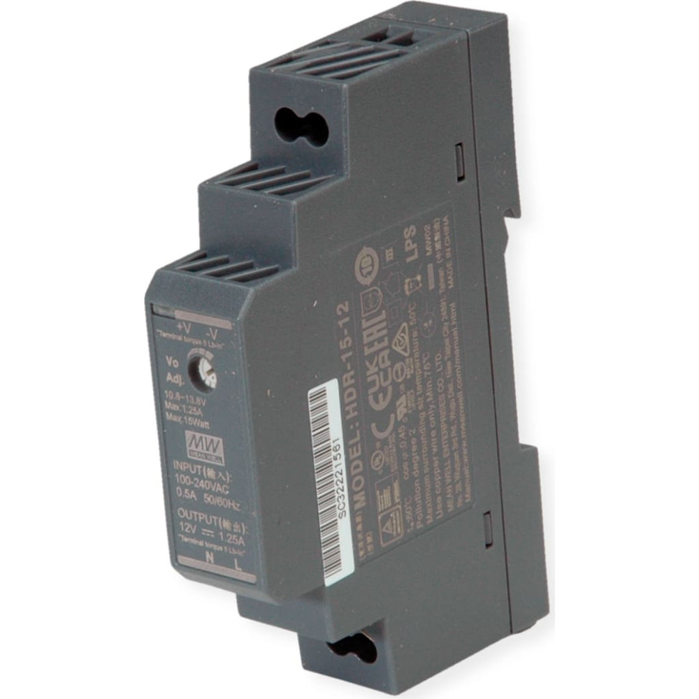Gude MEAN WELL HDR-15-12 Hutschienennetzteil 15W 12V DC, anthrazit