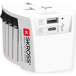 Skross MUV USB AC World Travel Adapter with USB, worldwide