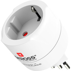 Skross Europe to Switzerland + Italy + Brazil Travel Adapter, For 2- and 3-pole devices  (Safety Contact or Euro plug)