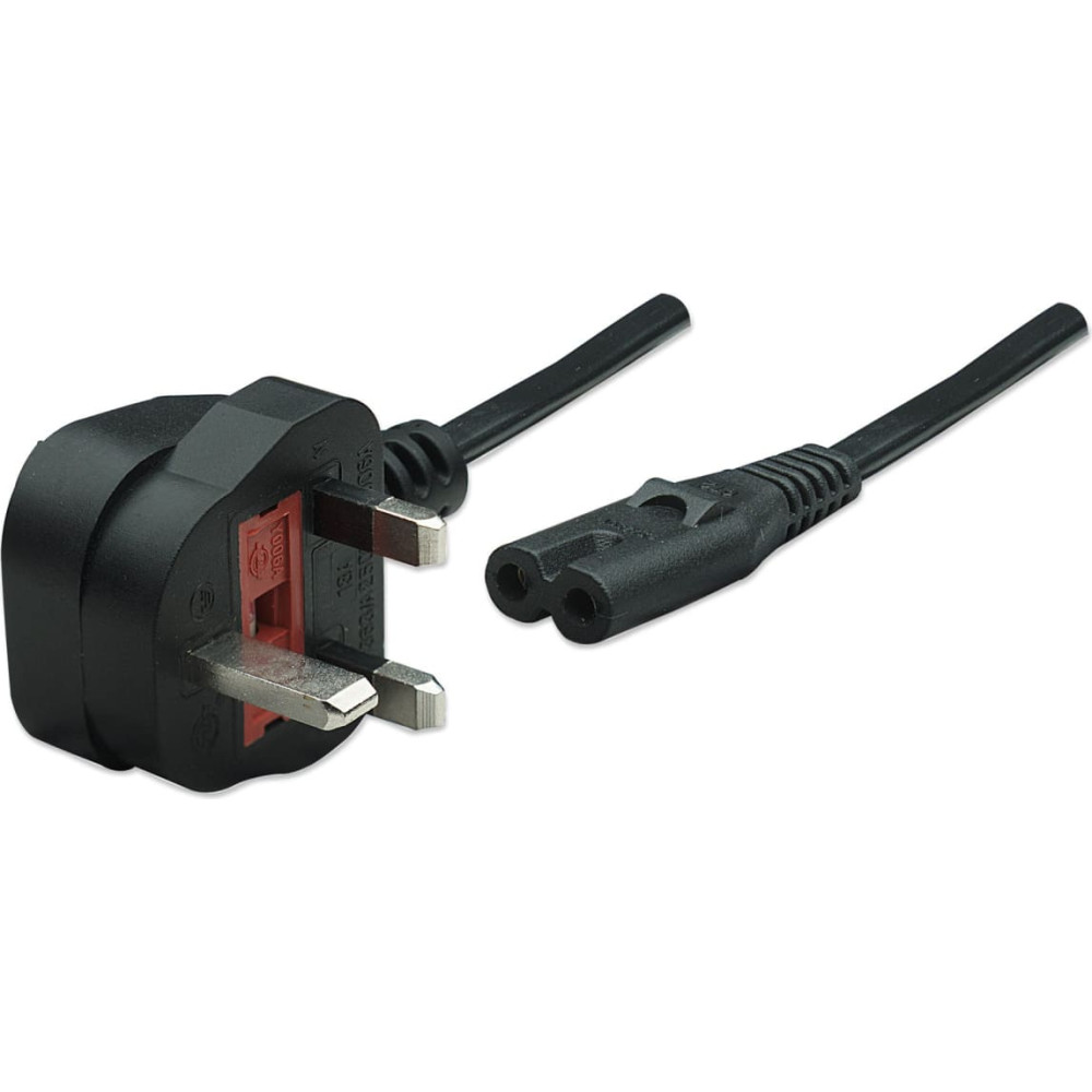 Manhattan 322843 elektrības kabelis Melns 1,8 m G-veida elektrības spraudnis C7 uzmava