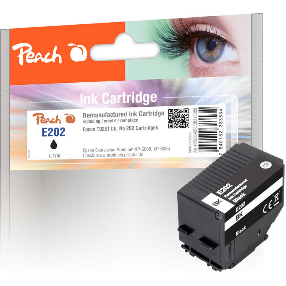 Peach PI200-668 tintes kārtridžs 1 pcs Saderība Standarta produktivitāte Melns