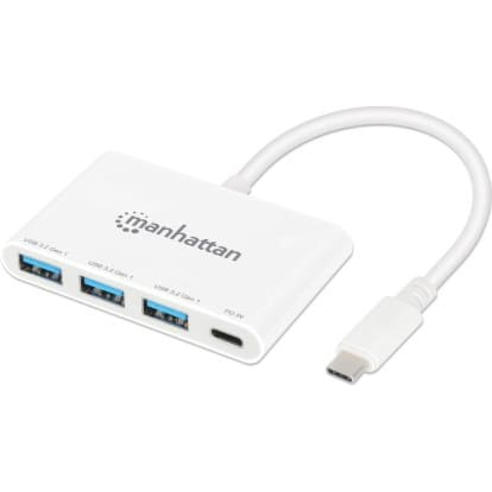Manhattan 168434 interfeisa centrmezgls USB 3.2 Gen 1 (3.1 Gen 1) Type-C 5000 Mbit/s Balts