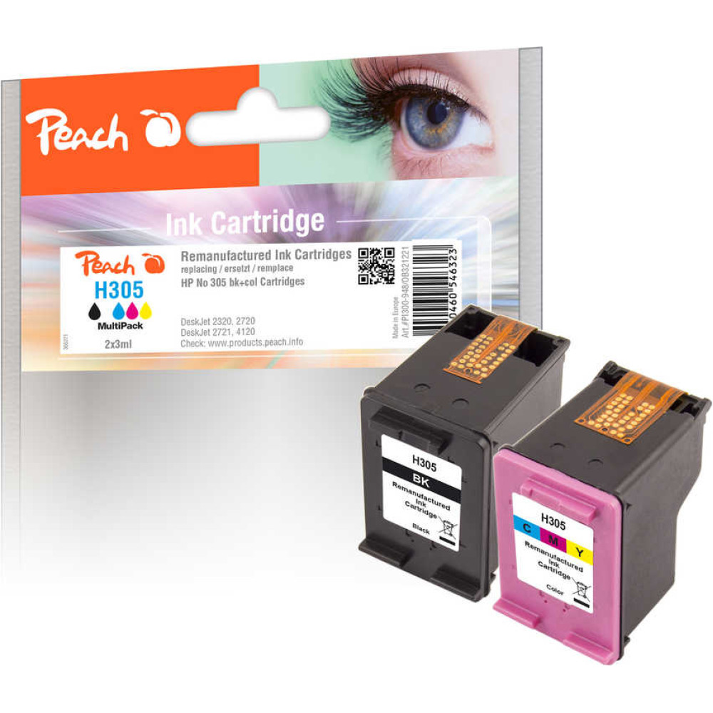 Peach PI300-948 tintes kārtridžs 2 pcs Saderība Melns, Fuksīns, Dzeltens, Tirkīzzils