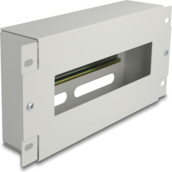 Delock 10″ Circuit-breaker strip with cover and DIN rail 3U metal grey