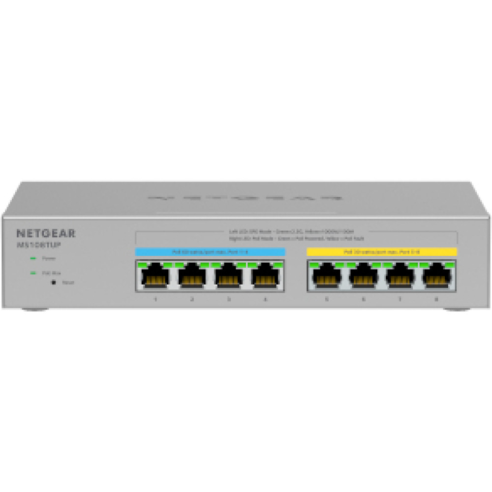 Netgear MS108TUP Unmanaged L2 2.5G Ethernet (100/1000/2500) Power over Ethernet (PoE) Grey