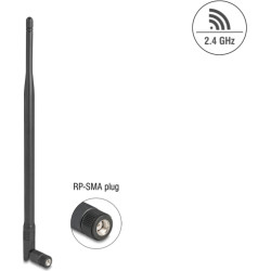 Delock WiFi 2.4 GHz Antenna RP-SMA plug 7 dBi omnidirectional with tilt joint black