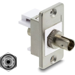 Delock Panel Mount ST Simplex female to ST Simplex female silver / white