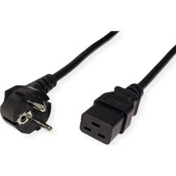 Roline Power Cord 3P German Connector, IEC320 - C19 16A, black, 0.8 m