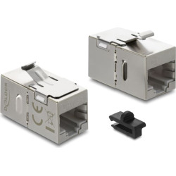 Delock Keystone Module coupler RJ45 jack to RJ45 jack Cat.6A with metal latch and clip shielded