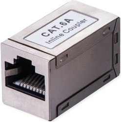 Value RJ-45 Mini Inline Coupler, Cat.6A (Class EA), shielded, silver