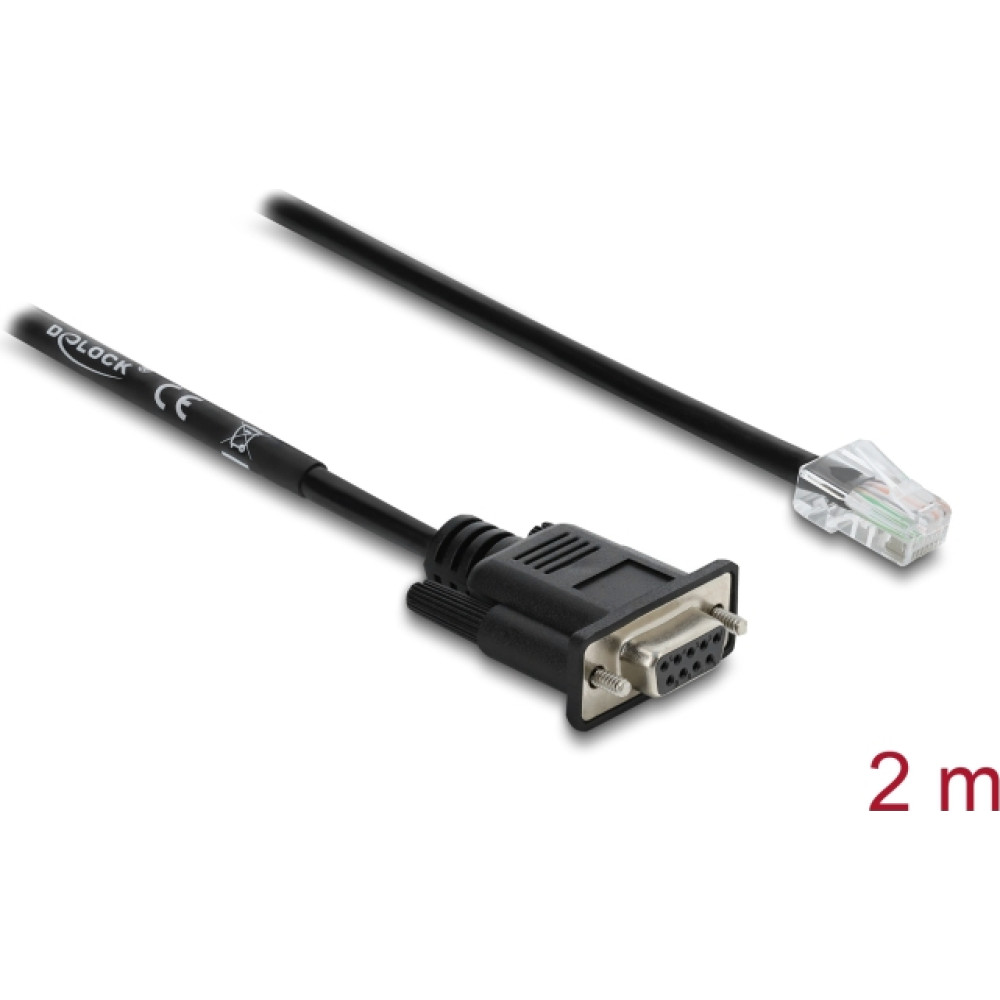 Delock Serial RS-232/422/485 Adapter Cable Sub-D 9 female to RJ45 plug 2 m