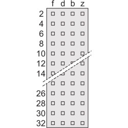 Schroff Connector Type G, EN 60603, DIN 41612, Male, 64 Contacts, Solder Pins, 2.9 mm