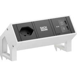 Bachmann DESK2 1xCH 90&deg; 1xUSB C/C 45W, L=0.2m RAL9010