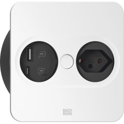 Bachmann TWIST2 1xCH 1xUSB A/C 22W, L=0.2m RAL9010 30GE square
