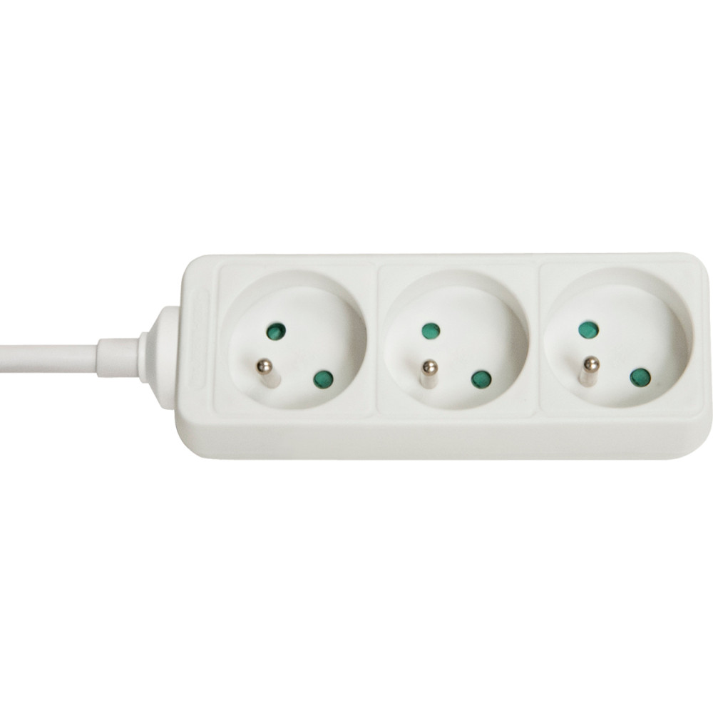 Lindy 3-Way French Schuko Mains Power Extension, White
