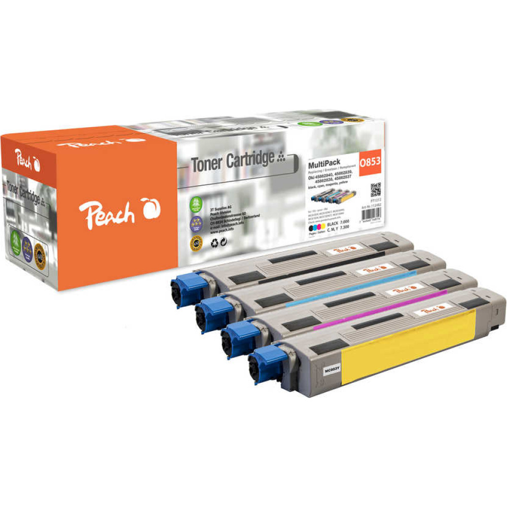 Peach 112482 tonera kārtridžs 4 pcs Saderība Melns, Tirkīzzils, Fuksīns, Dzeltens