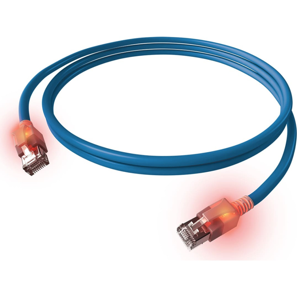 Easylan S/FTP DualBoot LED Patch Cable Cat.6A, RJ45 / RJ45, LSOH, blue, 5 m