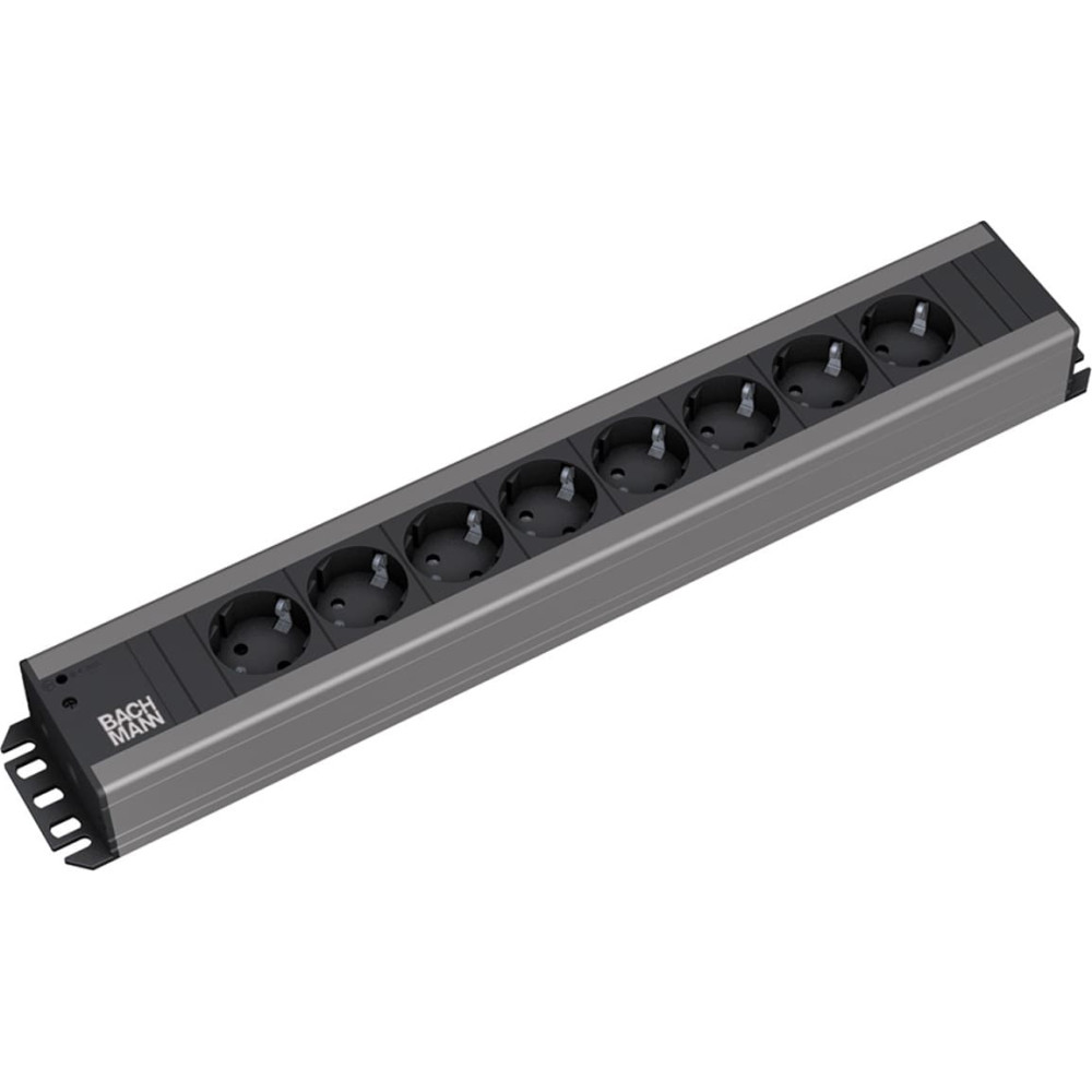 Bachmann handyman socket strip 8x earthing contact, 19-inch rack compatible, 2 m