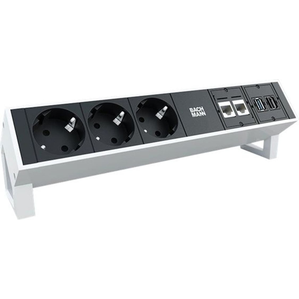 Bachmann socket strip DESK2 3x earthing contact, 2x CAT6a, 1x HDMI, USB3.0, white