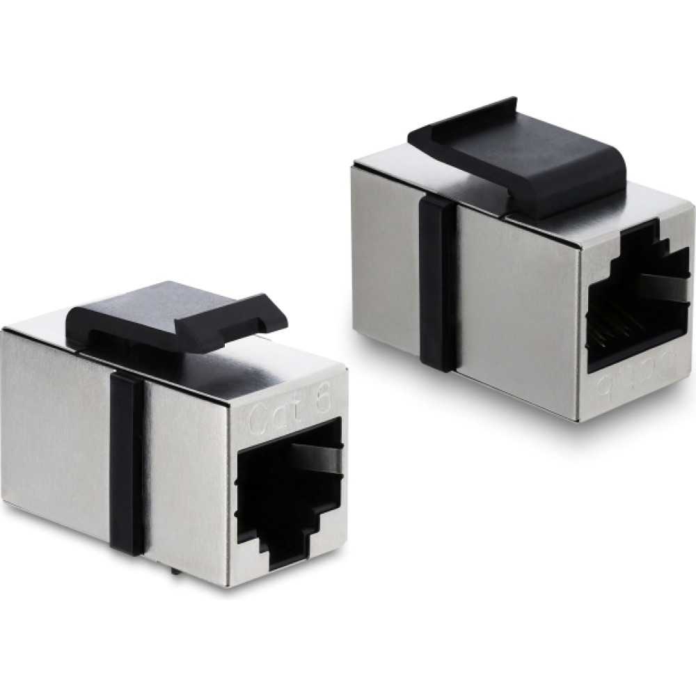Delock Keystone Module coupler RJ45 jack to RJ45 jack Cat.6 shielded metal silver / black