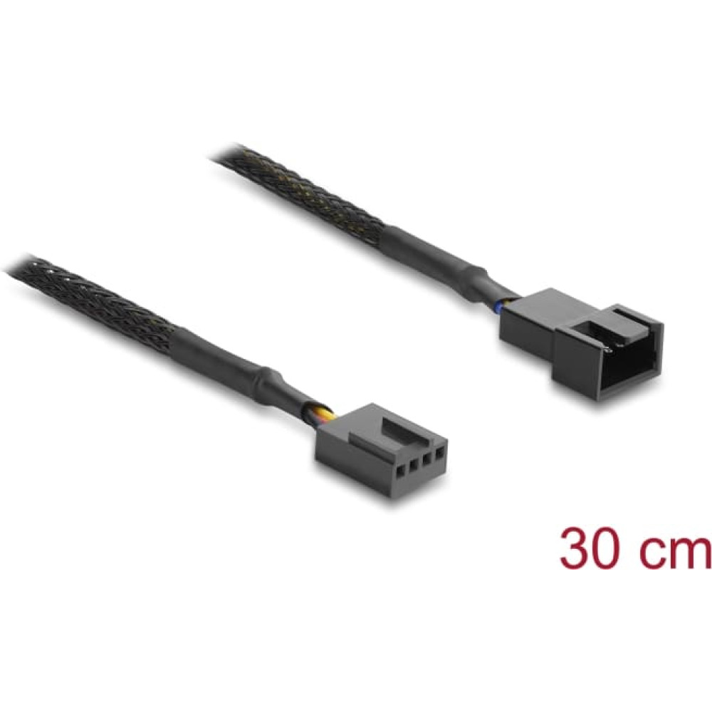 Delock Fan Extension Cable PWM male to female 4 pin with braided jacket 30 cm black