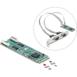 Delock M.2 Card to 2 x Serial RS-232 DB9 with Standard and Low Profile slot brackets